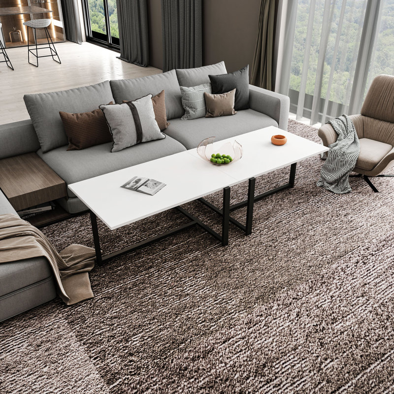 Geometric Coffee Table, Black, White