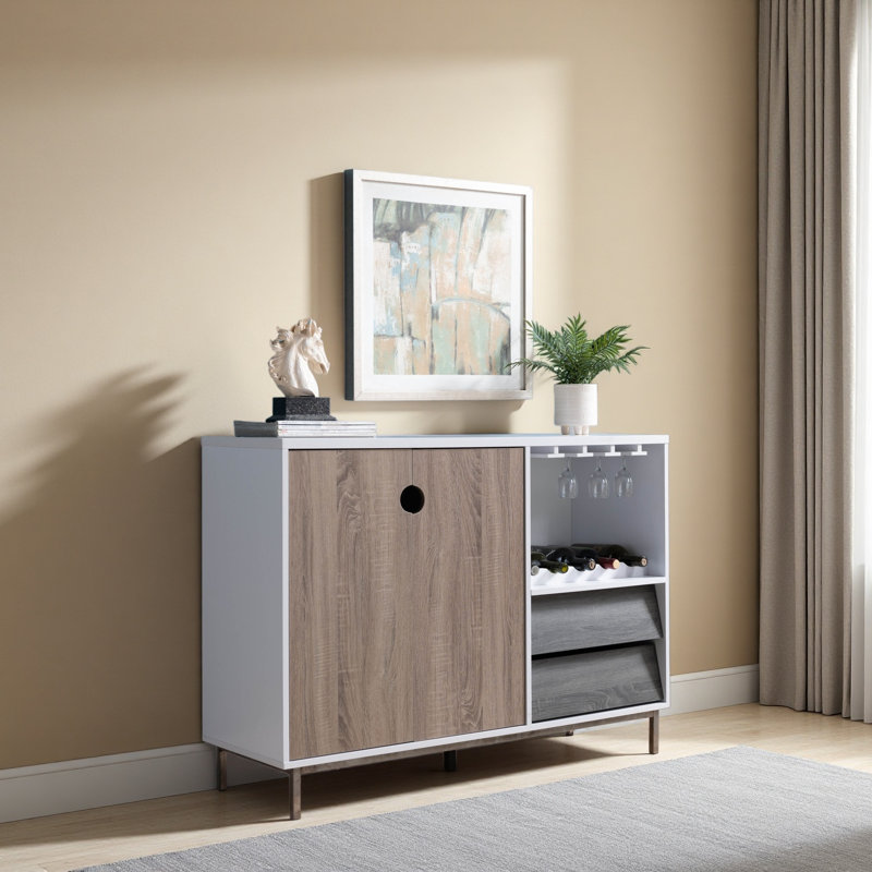 Présentoir en bois, armoire avec tiroir