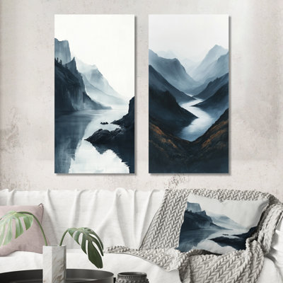 «Winter Lake Side Valley of Tranquility I», collection d'art mural 2 pièces