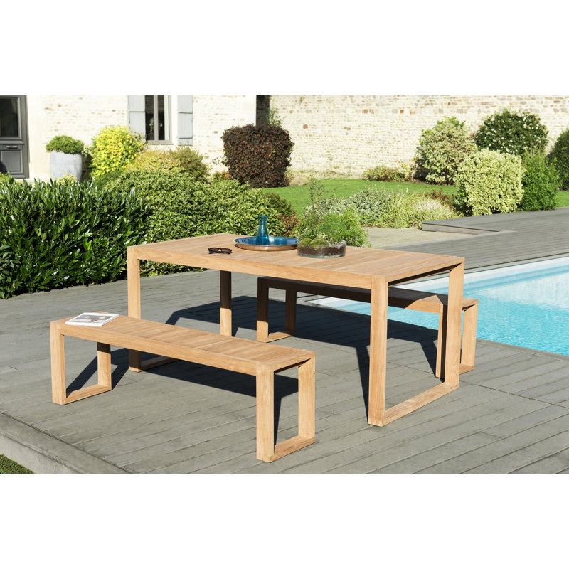 Zenaida Teak Wood Patio Dining Set with Rectangular Table