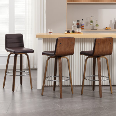 Mariea Swivel Upholstered Faux Leather Counter Stool