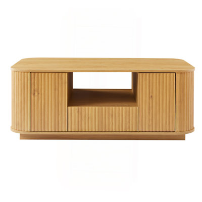 46.5"Modern Luxury Oval Coffee Table With Drawers And Storage Compartments, Curved Contour Design, Living Room Center Coffee Table, Suitable For Living Rooms And Offices,  46.5"L*27.2"W*17.7"H