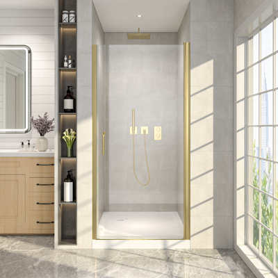 Porte de douche pivotante 36 "à 38" de large x 72 "de hauteur avec verre transparent