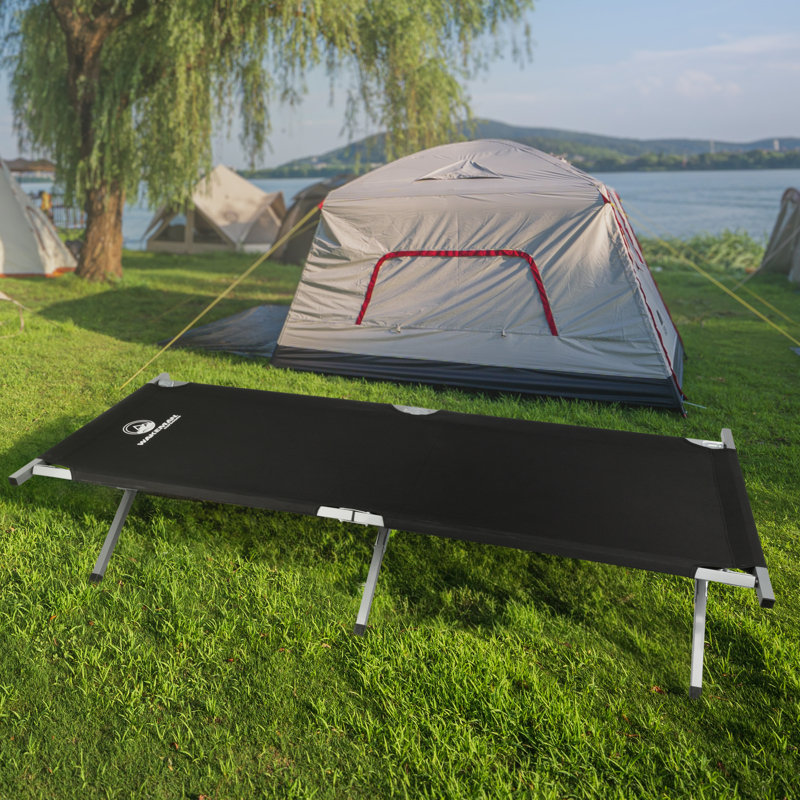 Lit de camp pliable portatif Wakeman - lit de camp pour adultes avec structure durable, Noir