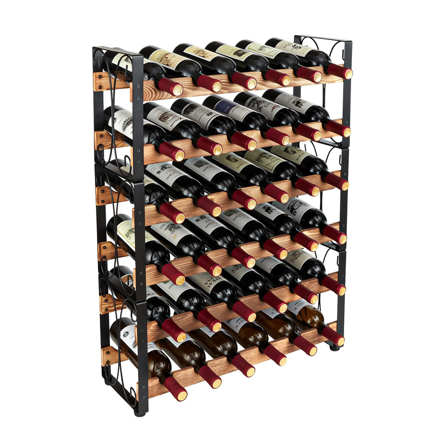 17 Stories Detlef Floor Wine Bottle & Glass Rack | Wayfair