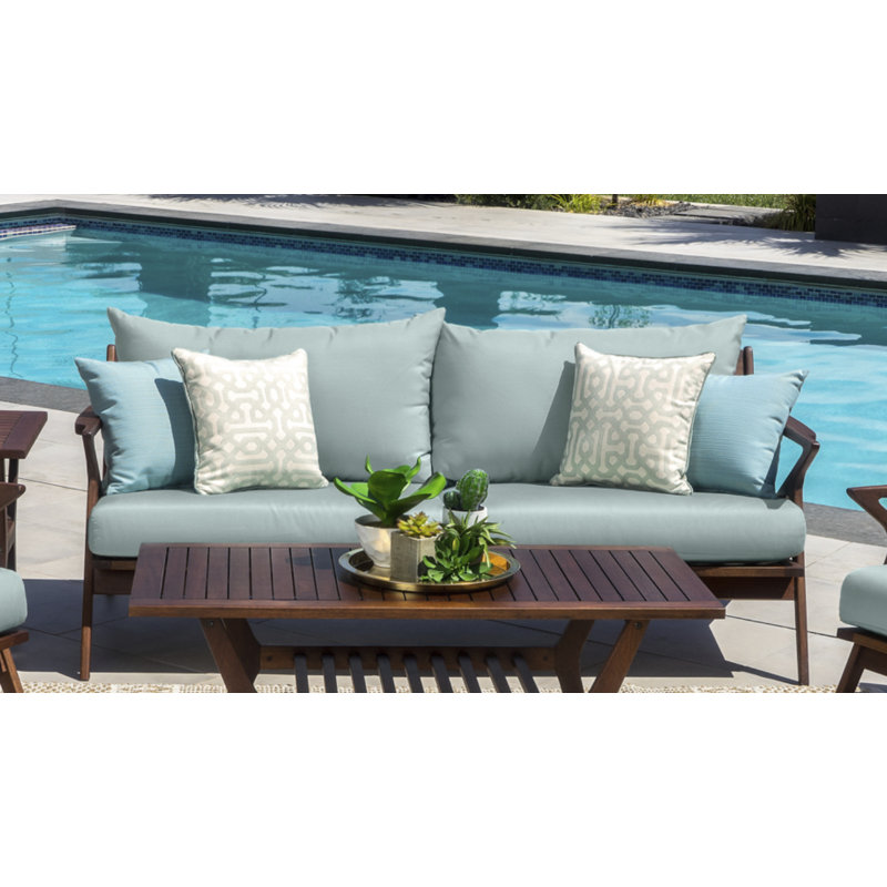Canapé d'extérieur Minhaj Sunbrella - bleu, Bleu spa Sunbrella