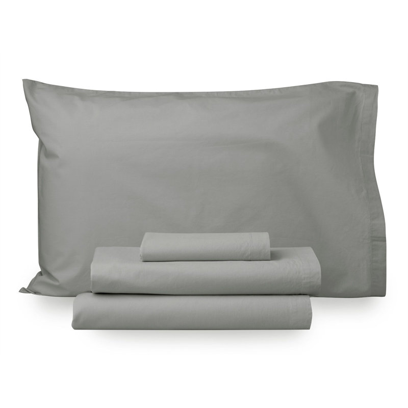 Ensemble de draps en percale 100% coton 200 fils Lani, Platine, Grand