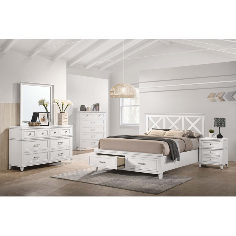 Grey 5-Drawer Chest with Spacious Storage and Modern Design, Perfect for Organizing and Enhancing Your Bedroom., White