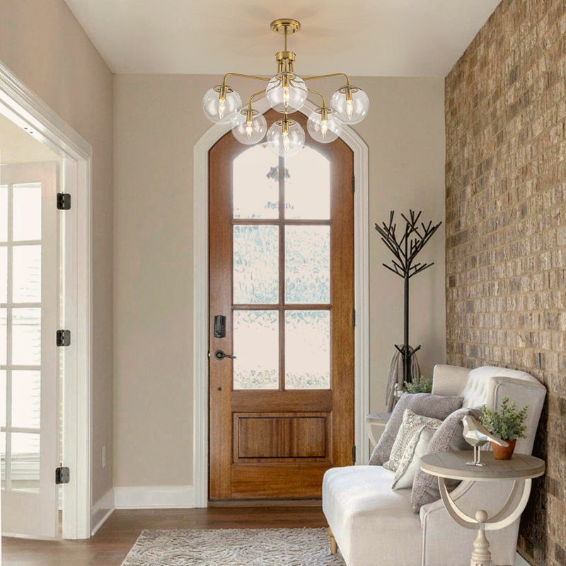6 - Light Glass Globe Sputnik Semi Flush Mount