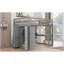Lit mezzanine double avec garde-robe intégrée, bureau, tablettes et tiroirs de rangement, gris