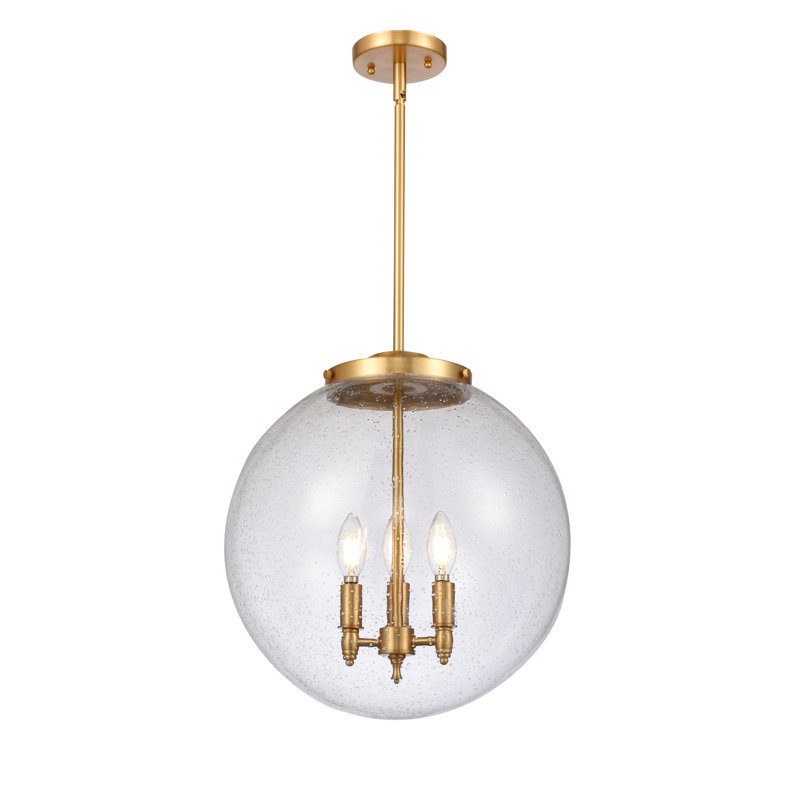 Luminaire suspendu sphère 3 lumières Frederick, H 17 po x l 16 po x P 16 po, Grainé, Or satiné