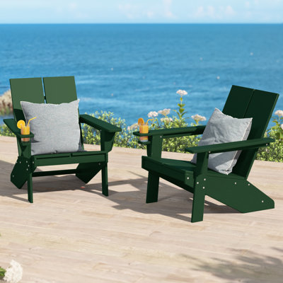 Modern Poly Adirondack Chair (Set Of 2), Black