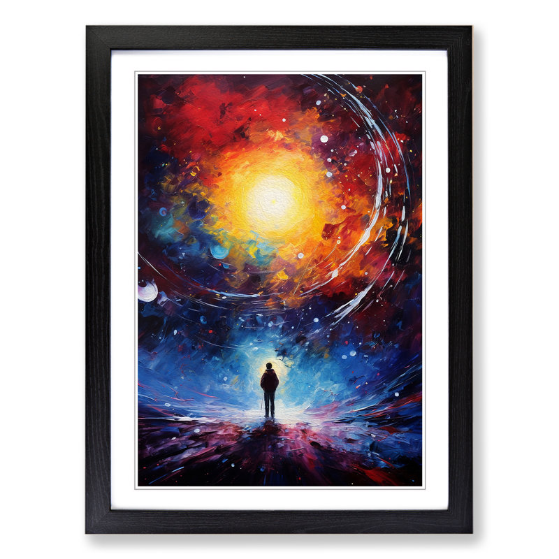 Single Picture Frame Print on Wood, 46cm H x 34cm W, Black Framed
