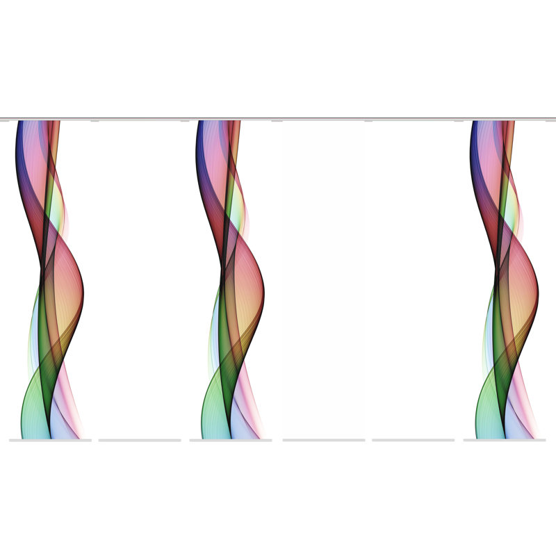 Parvin Semi Sheer Curtain Panel Pair, Pink/Purple/Green