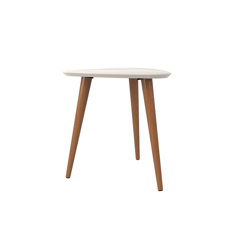Utopia 20" Contemporary Modern Triangle End Table in Off White, Off White