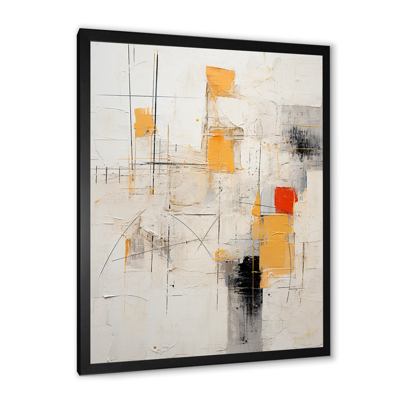 Art moderne beige et jaune, rêves scandinaves II, Cadre simple noir, H 20 po x l 12 po x P 1 po