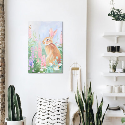 Art mural de lapin de Pâques GUTTATY, décoration murale de photos de lapin de Pâques au printemps, décorations murales de fleurs de lapin et de printemps, impressions de Pâques pour le salon, la chambre à coucher, la chambre d'enfant, la chambre de bébé prête à être suspendue 12 po x 16 po