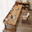 Bureau rectangulaire en noyer massif avec 3 tiroirs-109470646