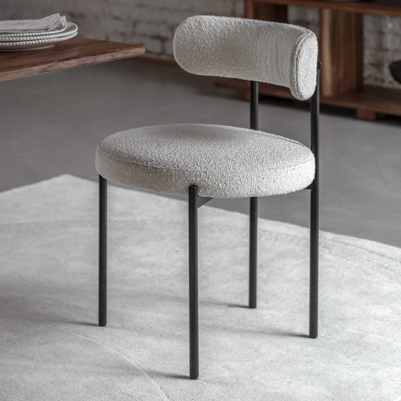 Antwanisha Boucle Upholstered Dining Chair, Cream