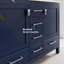 Minnich Meuble-lavabo double bleu avec comptoir en quartz de Carrare et lavabos en porcelaine encastrés