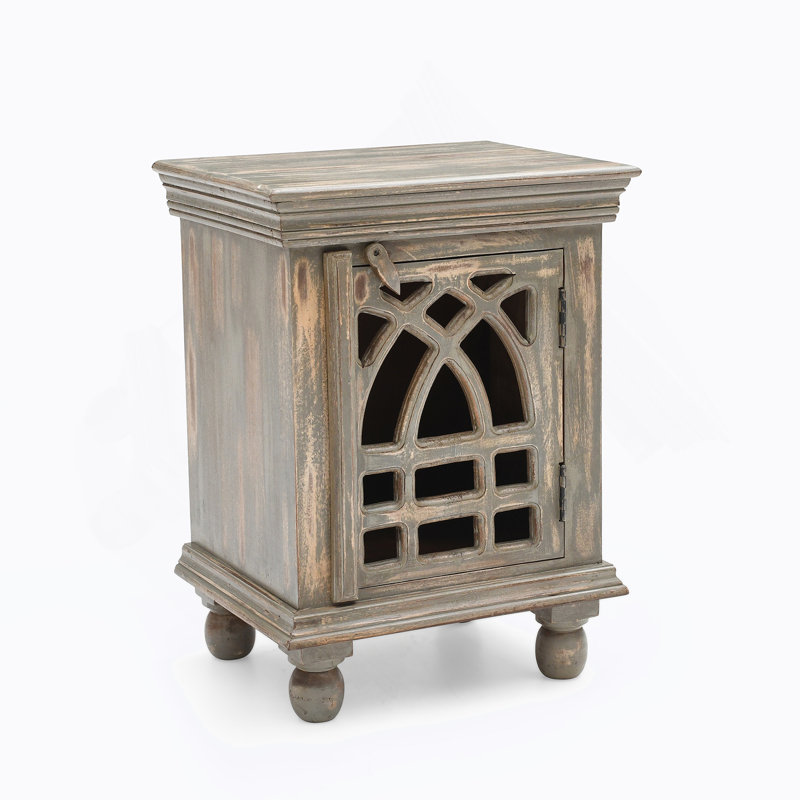 Table de chevet en bois gris antique