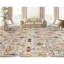 Wool Damask Area Rug in Ivory/Red/Blue/Brown-1030913076