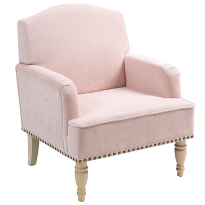 Modern Accent Chair with Retro Wooden Legs & Nailhead Trim