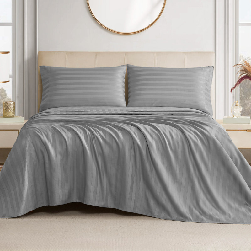 The Sheet Lab Regal Dreams Sheet Sets, King Sheet Set with 2 Pillowcases, Gray