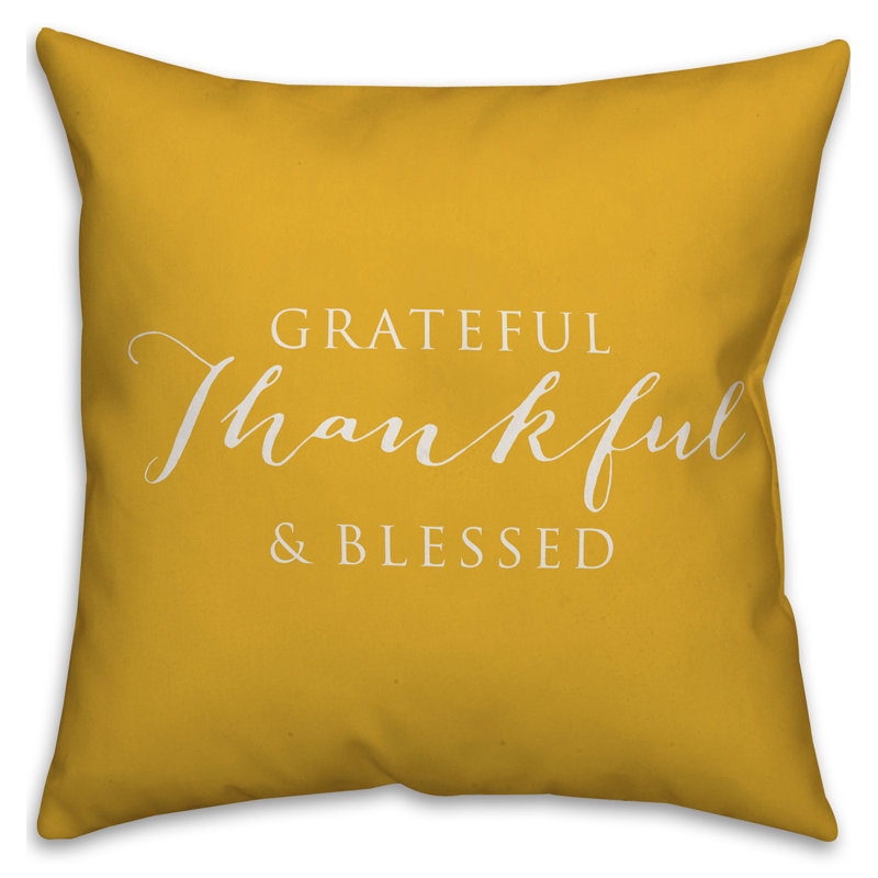 Textual Outdoor Throw Pillow, 16" H x 16" W, Yellow