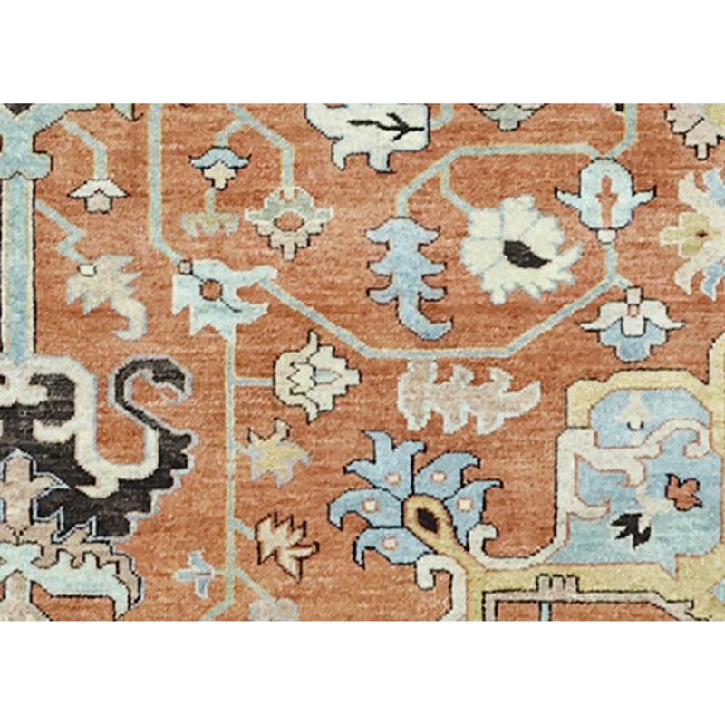 Hand Knotted Wool Area Rug in Rust, Rectangle 5' x 8'