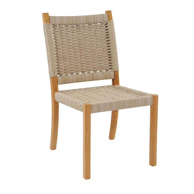 Hudson Teak Patio Dining Side Chair, Hudson Natural Cord