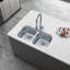 Sinber 32" x 18" Undermount Double Bowl Kitchen Sink with 18 Gauge 304 Stainless Steel Satin Finish