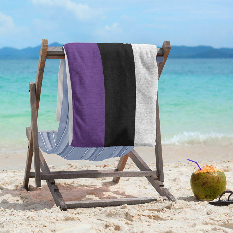 Cotton Blend Lightweight Beach Towel, Purple/Black