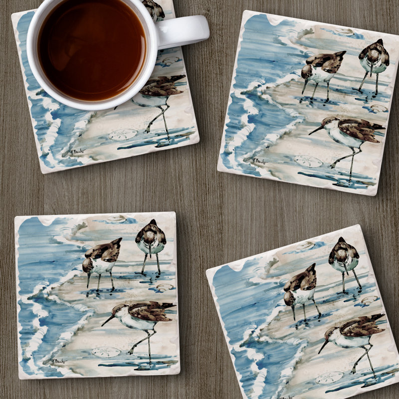 Paquet de 4 sous-verres Red Sand Barrel Studio «Sandpipers»