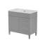 Meuble-lavabo moderne 36 po avec comptoir en céramique, meuble-lavabo gris avec 2 tiroirs et tiroir coulissant