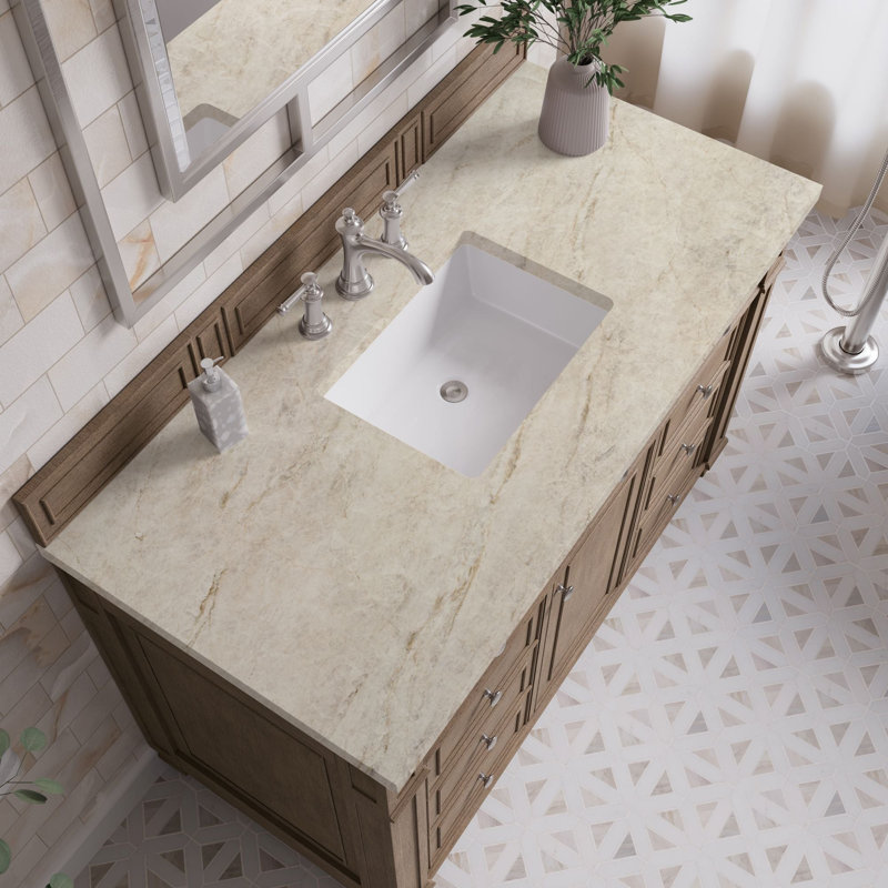 Bristol 60'' W Single Vanity, Whitewashed Walnut, Tajnar Eclos, 8" Widespread