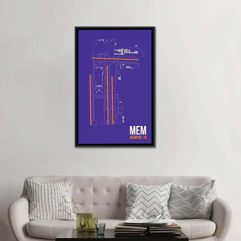 "Memphis", impression sur toile, H 26 po x l 18 po x P 1,5 po, Toile avec cadre noir, Pas de tapis