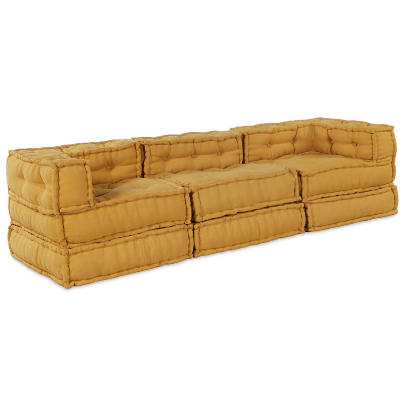 Modular Patchwork Sofa Fabric Living Room Modern Indoor Adaptable Couch, Yellow