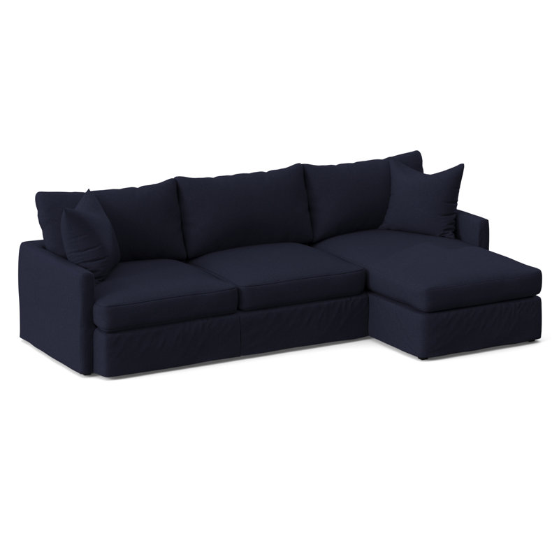 Canapé et méridienne de 307 cm de largeur avec coussins en coton et duvet Hartig, Orienté vers la droite