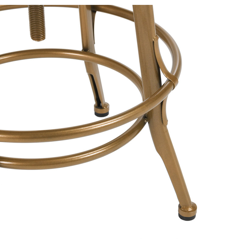 Swivel Solid Wood Adjustable Height Stool, Bronze