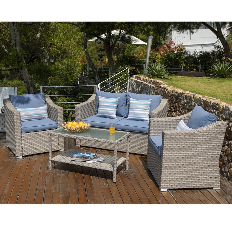 Ethereal 4 Piece Rattan Sofa Seating Group with Cushions