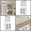 Armoire de cuisine 72 po avec huche et portes en verre - rangement autoportant, bar à café et micro-ondes, tablettes réglables, blanc