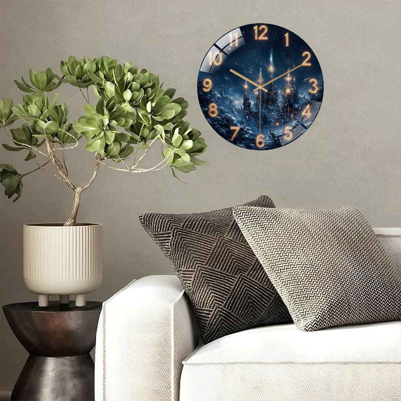 Horloge murale au dessus de la ville fantaisiste - Horloge murale 12 po