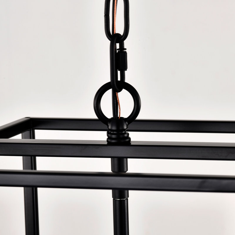Lanterne industrielle en métal 4 - noir mat avec luminaire suspendu à hauteur réglable pour la salle à manger, le couloir, le vestibule, le vestibule