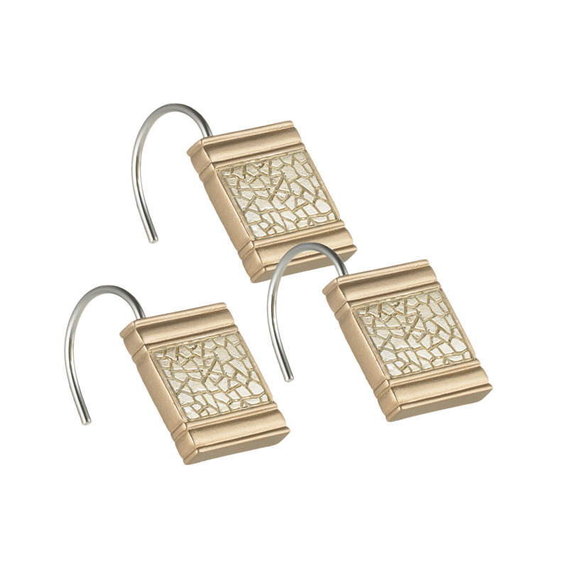 Champagne Gold Resin Shower Curtain Hooks Set of 12