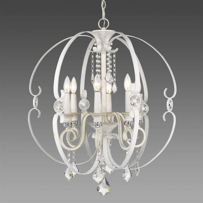 Lustre en forme de globe à 6 lumières de style bougie Chanden