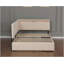 Lit double capitonné Cloud avec tête de lit, 2 tiroirs de rangement, éclairage DEL, port USB, pieds en bois, sans sommier.