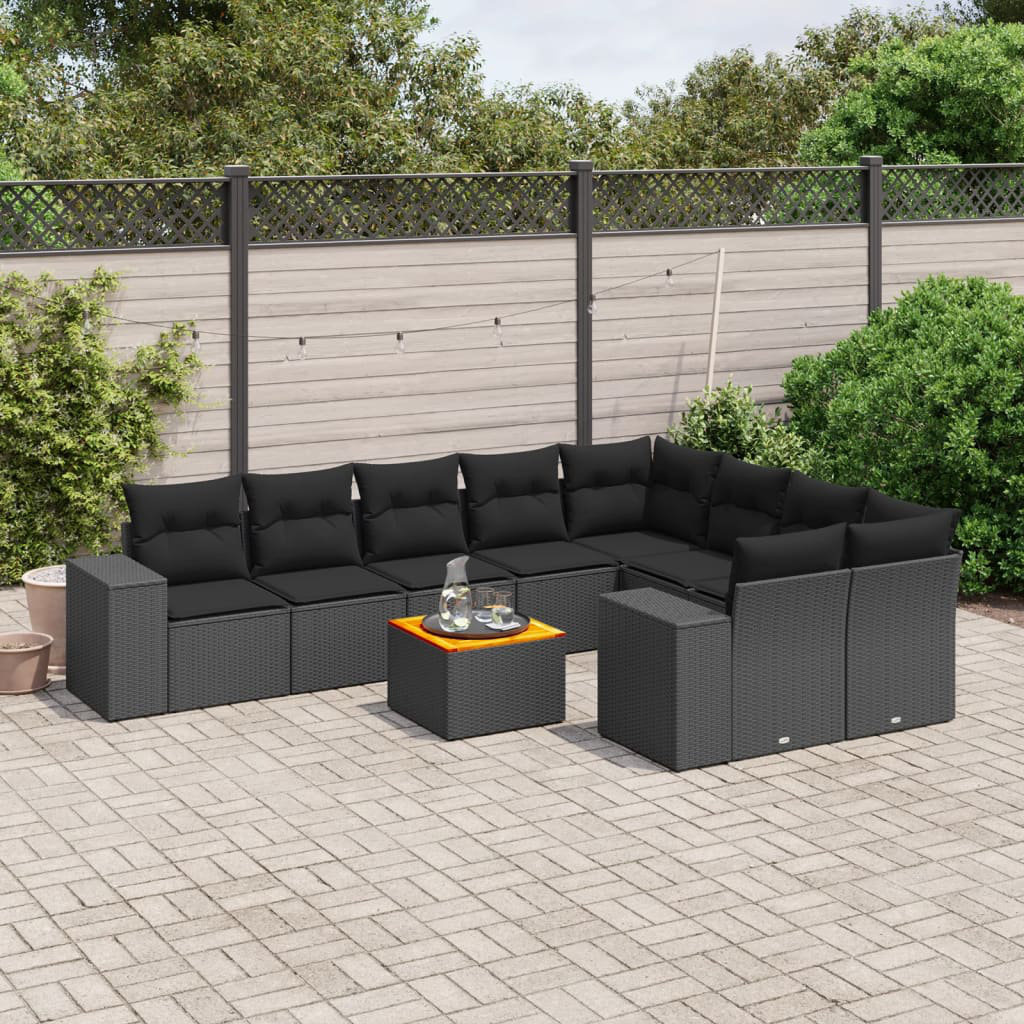 Vidaxl 10-Tlg. Garten-Sofagarnitur Mit Kissen Grau Poly Rattan