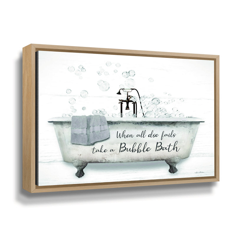 «Take A Bubble Bath On Canvas» par Lori Deiter, reproduction, Cadre flottant noir, H 18 po x l 24 po x P 2 po