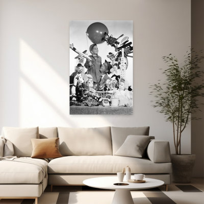 1950S Father With Son Holding Balloon Surrounded By Toys & Stuffed Animals Contemporary Horse Wall Art